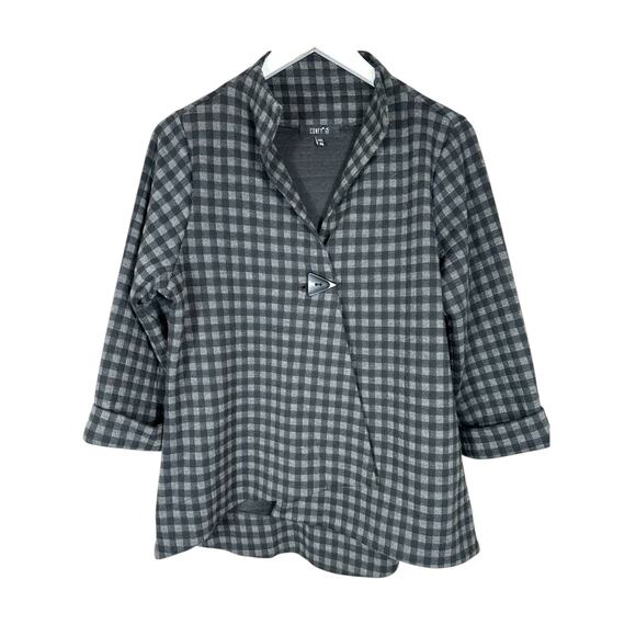 Comfy USA‎  Swing Jacket XS Checkered Plaid  Lagenlook Artsy Oversized - Picture 1 of 12